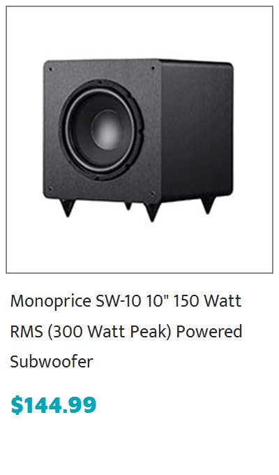 Monoprice SW-10 10&#34; 150 Watt RMS (300 Watt Peak) Powered Subwoofer