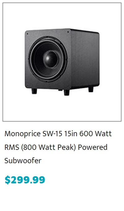 Monoprice SW-12 12&#34; 400 Watt RMS (600 Watt Peak) Powered Subwoofer