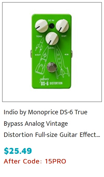 Indio by Monoprice DS-6 True Bypass Analog Vintage Distortion Full-size Guitar Effect Pedal