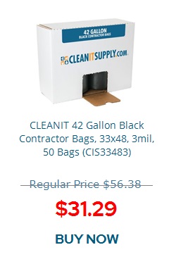 Cleanit 42 Gallon Black Contractor Bags, 33x48, 3MIL, 50 Bags (CIS33483)