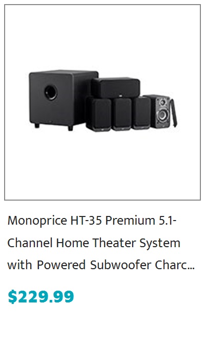 Monoprice HT-35 Premium 5.1-Channel Home Theater System with Powered Subwoofer, Charcoal