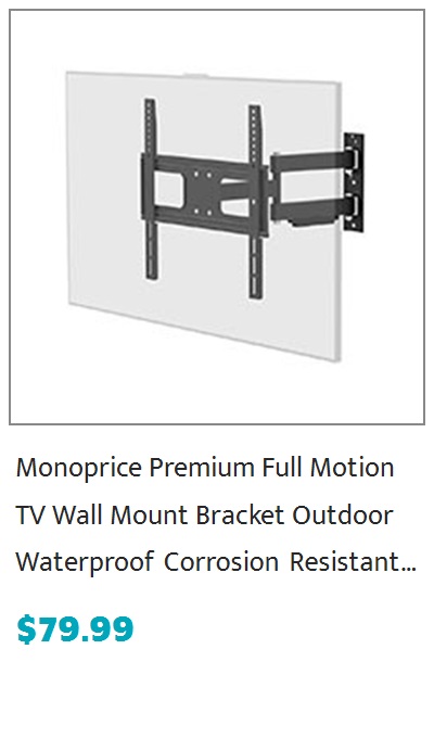 Monoprice EZ Series Outdoor Full Motion TV Wall Mount Bracket for LED TVs 32in to 100in, Max Weight 110 lbs., VESA Patterns 75x75 to 400x400, Waterproof, Corrosion-Resistant Finish