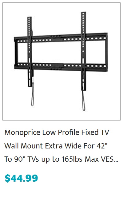 Monoprice Commercial Series Wide Screen Low Profile Fixed TV Wall Mount Bracket - LED TVs 37in to 80in, Max Weight 154 lbs., VESA Patterns Up to 600x400, Fits Curved Screens