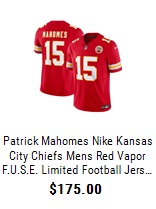 Patrick Mahomes Nike Kansas City Chiefs Mens Red Home Limited Football  Jersey