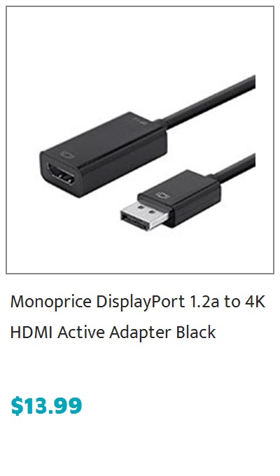 Monoprice DisplayPort 1.2a to 4K HDMI Active Adapter, Black