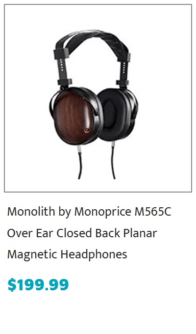 Monolith by Monoprice M565C Over Ear Closed Back Planar Magnetic Headphones