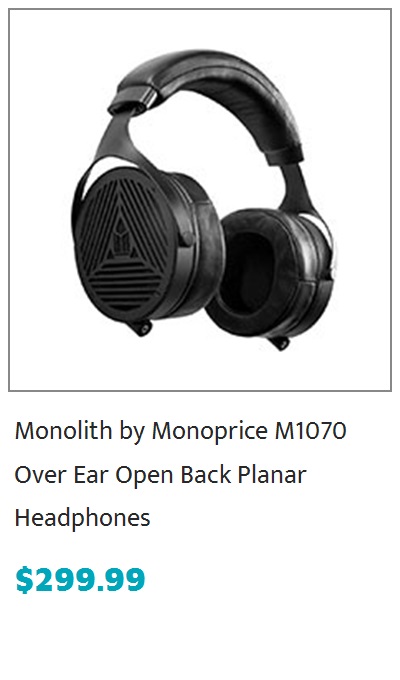 Monolith by Monoprice M1070 Over Ear Open Back Planar Headphones