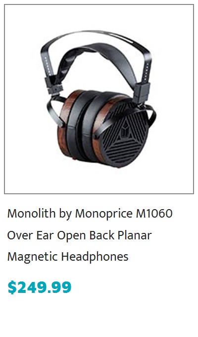 Monolith by Monoprice M1060 Over Ear Open Back Planar Magnetic Headphones