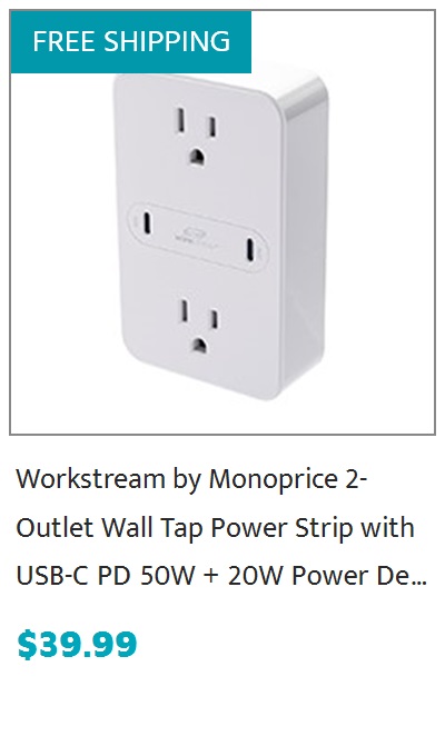  Monoprice 6 Outlet Power Surge Protector Slim Wall Tap - 540 Joules $8.99 $12:99 Save $4.00 31% 