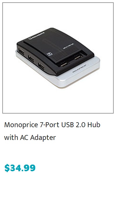 Monoprice 7-Port USB 2.0 Hub with AC Adapter