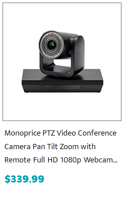 Workstream by Monoprice PTZ Conference Camera, Pan and Tilt with Remote, 1080p Webcam, USB 3.0, 3x Optical Zoom