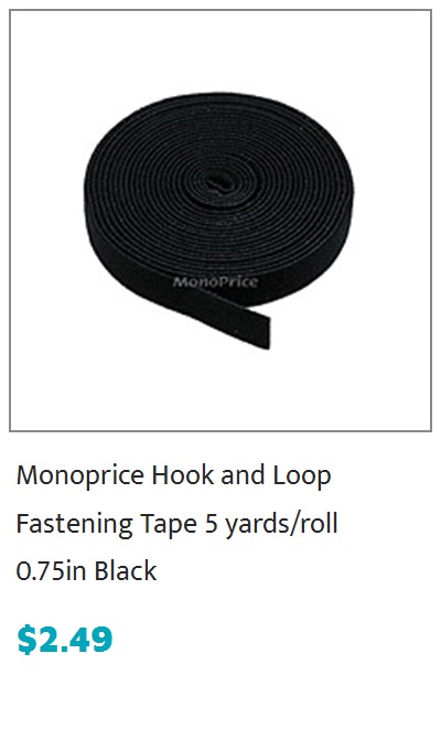 Monoprice Hook and Loop Fastening Tape, 5 yards/roll, 0.75 in, Black