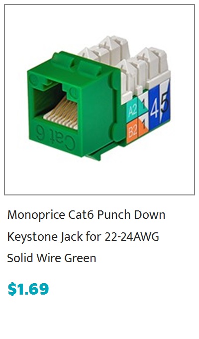 Monoprice Cat6 Punch Down Keystone Jack - Green