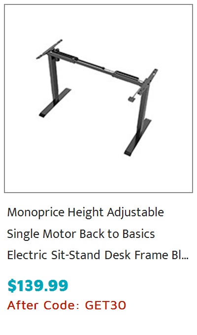 Workstream by Monoprice Single Motor Back to Basics Electric Sit-Stand Desk, Black