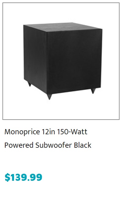 Monoprice 12in 150-Watt Powered Subwoofer, Black