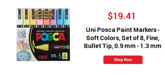 Posca Paint Markers - Soft Colors, Set of 8, Fine, Bullet Tip