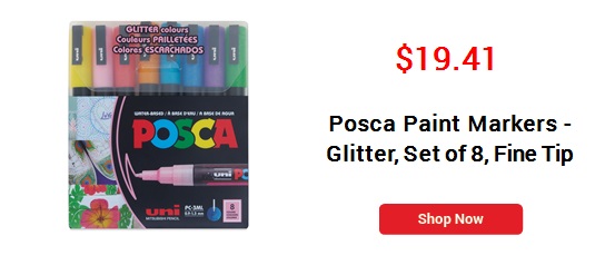 Posca Paint Markers - Glitter, Set of 8, Fine Tip