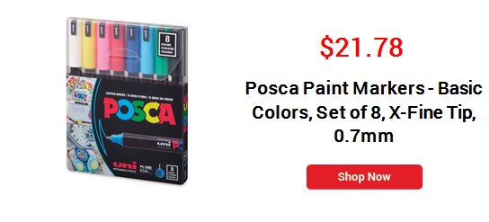 Posca Paint Markers - Basic Colors, Set of 8, X-Fine Tip