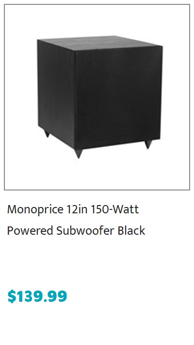 Monoprice 12in 150-Watt Powered Subwoofer, Black