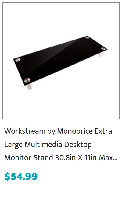 Workstream by Monoprice Large Multimedia Desktop Monitor Stand, Black Glass