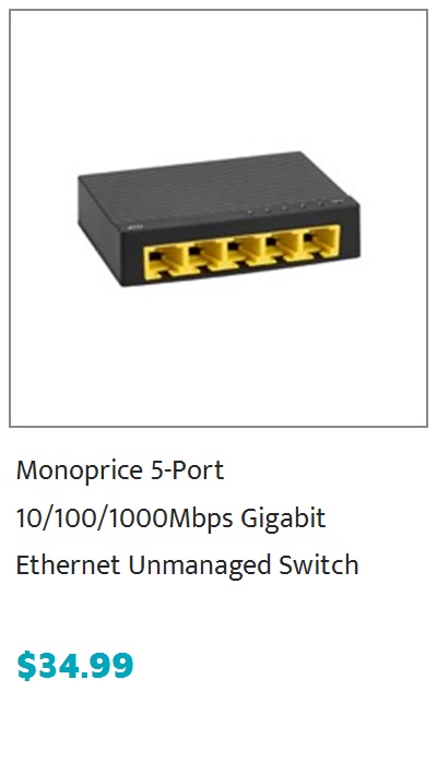 Monoprice 8-Port 10/100/1000Mbps Desktop Gigabit Ethernet Unmanaged Switch