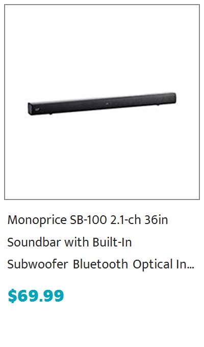 Monoprice SB-100 2.1-ch 36in Soundbar with Built-In Subwoofer, Bluetooth, Optical Input, and Remote Control