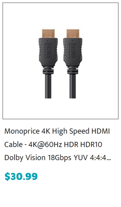 Monoprice 4K High Speed HDMI Cable 25ft - 18Gbps Black