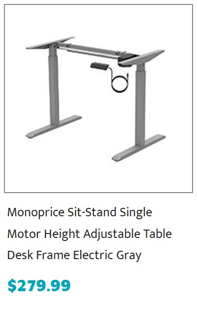 Workstream by Monoprice Sit-Stand Single Motor Height Adjustable Table Desk Frame, Electric, Gray