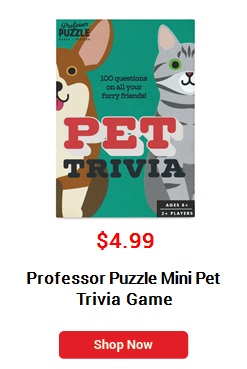 o T Professor Puzzle Mini Pet Trivia Game 