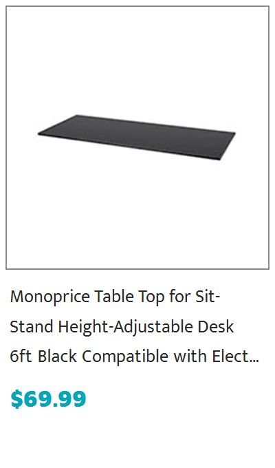 Workstream by Monoprice Table Top for Sit-Stand Height Adjustable Desk, 6ft Black