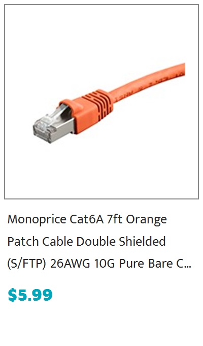  Monoprice Cat6A Ethernet Patch Cable - Snagless Rj45 550MHz STP Pure Bare Copper Wire 10G... $5.99 $10-99 Save $5.00 45% 