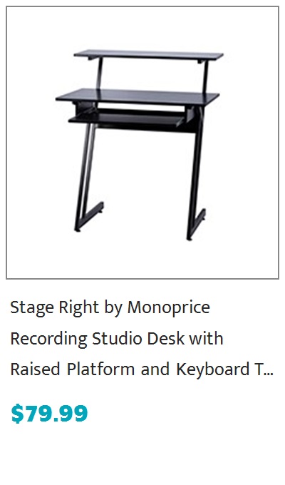 Stage Right by Monoprice Recording Studio Desk with Raised Platform and Keyboard Tray