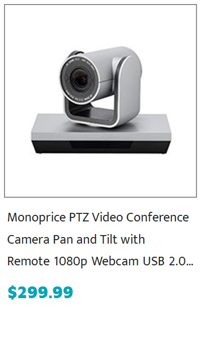 Workstream by Monoprice PTZ Conference Camera, Pan and Tilt with Remote, 1080p Webcam, USB 2.0, 3x Optical Zoom