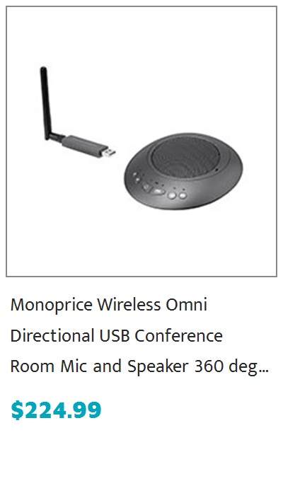 Workstream by Monoprice Wireless Omni Directional USB Conference Room Mic and Speaker, 360 degree with Noise and Echo Cancellation