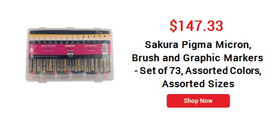 Sakura Pigma Micron, Brush and Graphic Markers - Set of 73